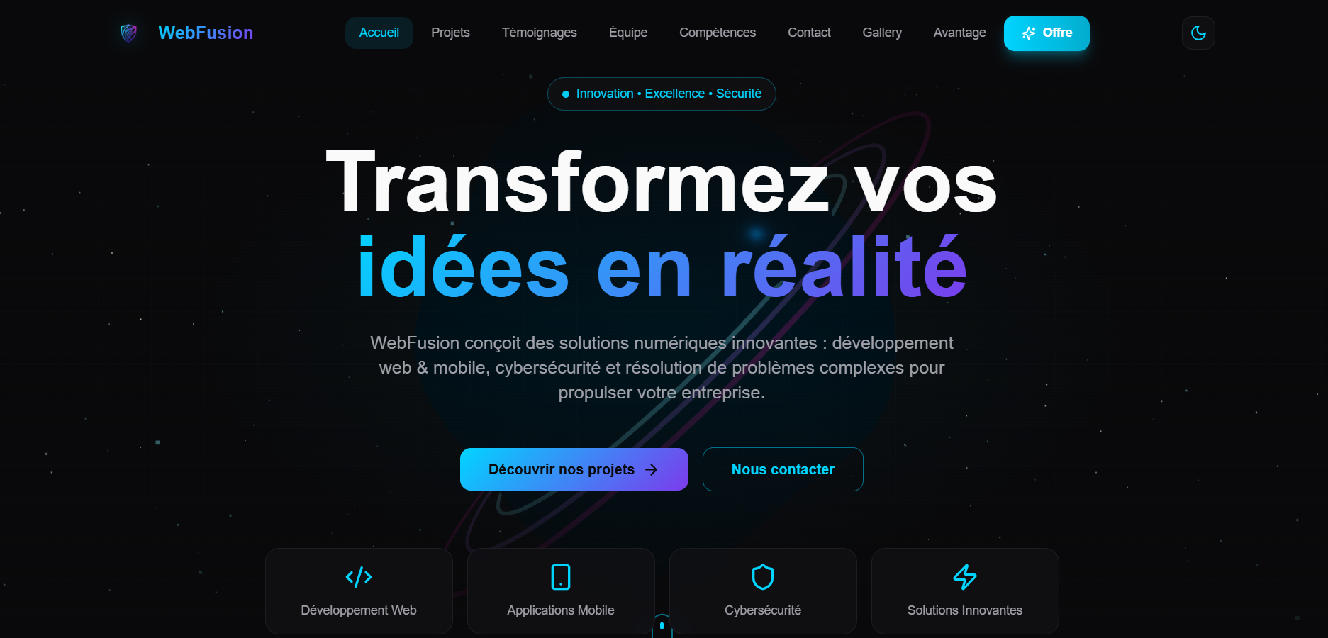 Aperçu du projet Web Fusion